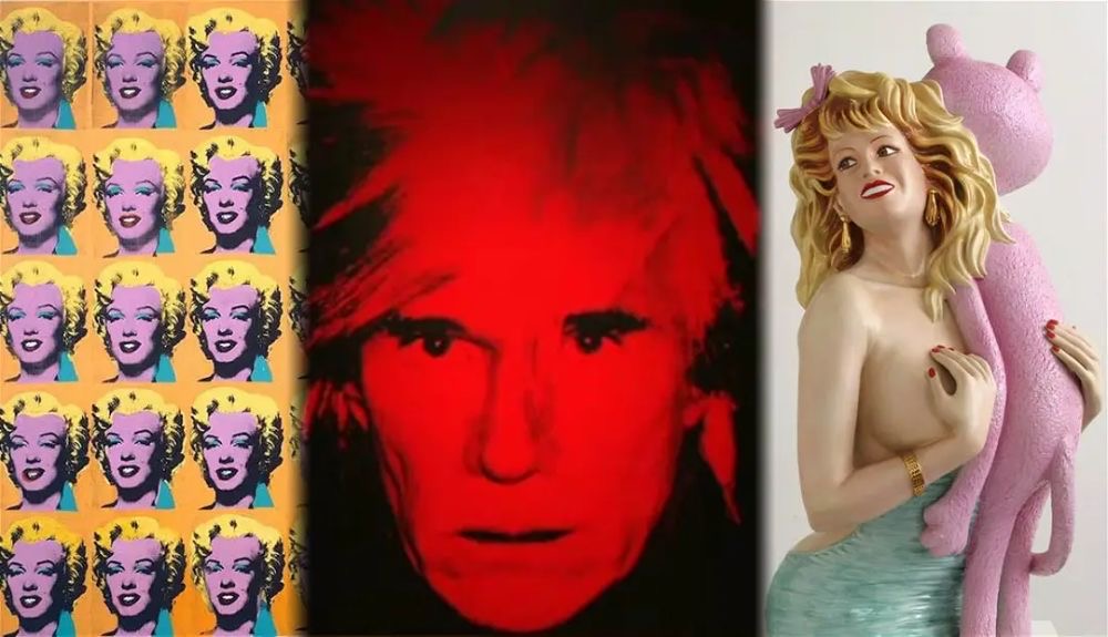 Andy Warhol portrait and Marylin Monroe pop art